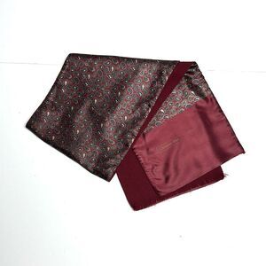 Christian Dior Men’s Reversible Doubted Scarf Silk Wool Burgundy Paisley Vintage